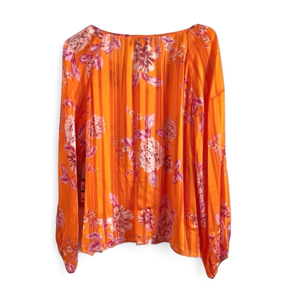 VINCE CAMUTO LONG SLEEVED SUNSET HEAT ORANGE TOP BLOUSE SZ L NWT - Picture 5 of 8